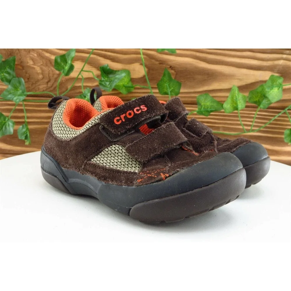 Crocs Toddler Boys 11 Medium Brown‎ Running Leather